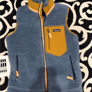 Patagonia Blue and Mustard Sherpa Vest